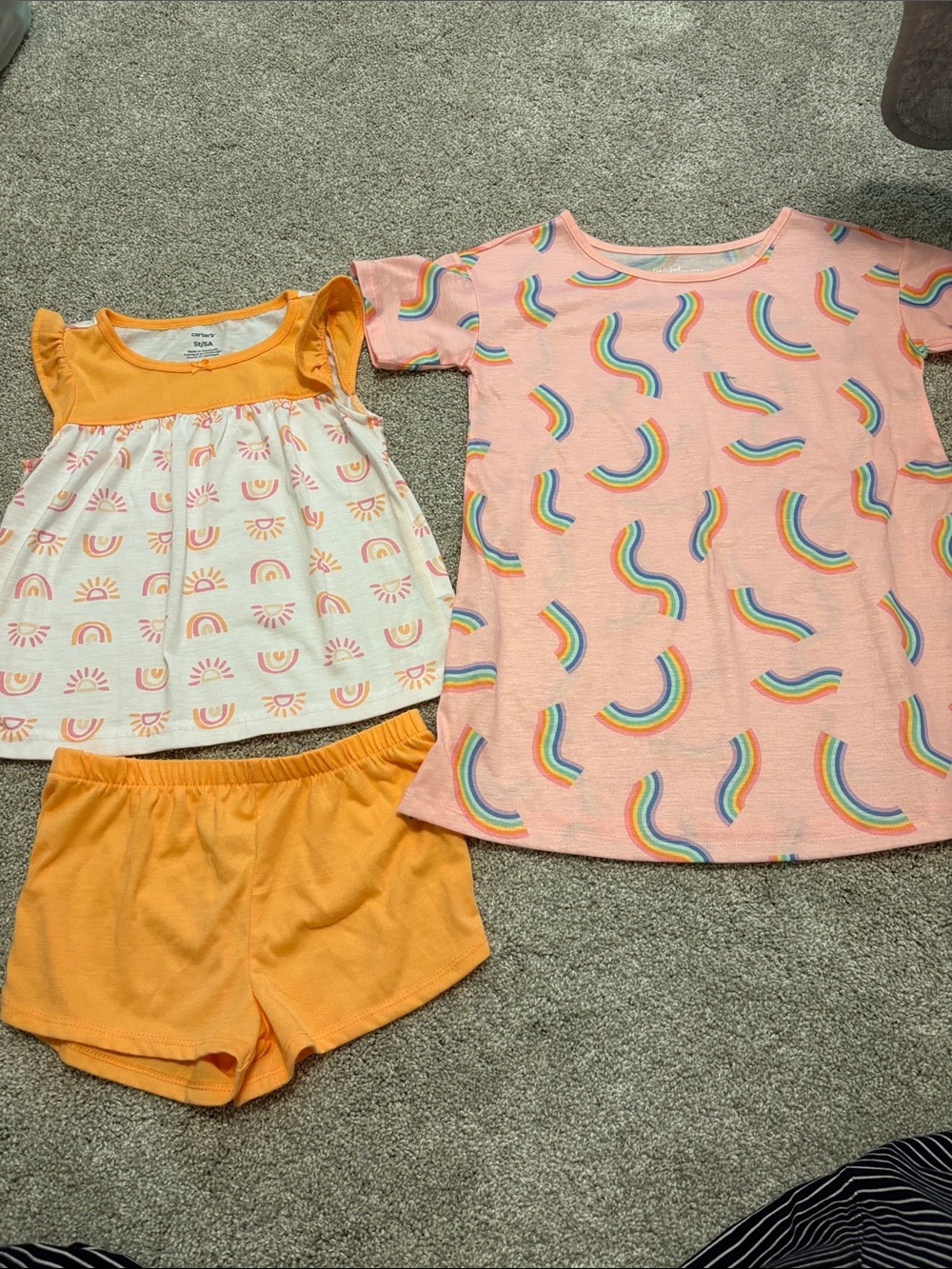 Carter’s, Cat & Jack Girls' rainbow pajama bundle 5T
